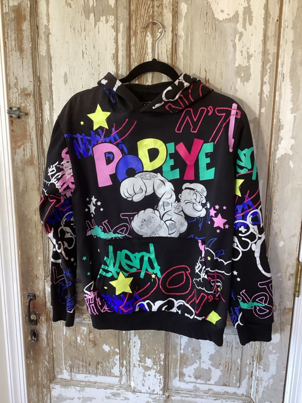Popeye Graphic Hoodie in Neon Colors - Trust No 1 - Youth XL